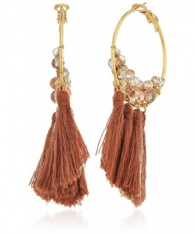 Panacea Crystal Brown Tassel Earrings