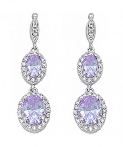 Simulated Gemstone Zirconia Sterling Earrings