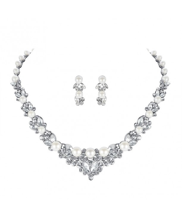 mecresh Simulated Crystal Necklace Earrings