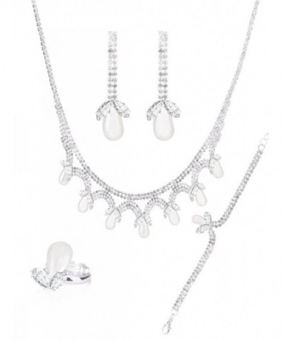 Zirconia Crystal Necklace Earrings Bracelt