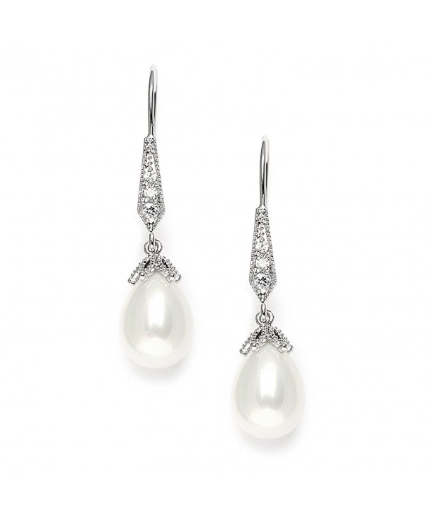 Mariell Vintage Teardrop Earrings Platinum