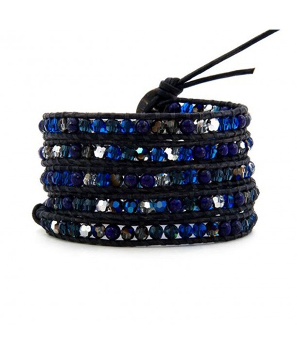 Crystals Bracelet Leather Handmade Multilayer