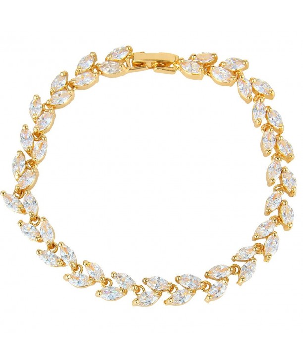 EVER FAITH Bridal Gold Tone Bracelet