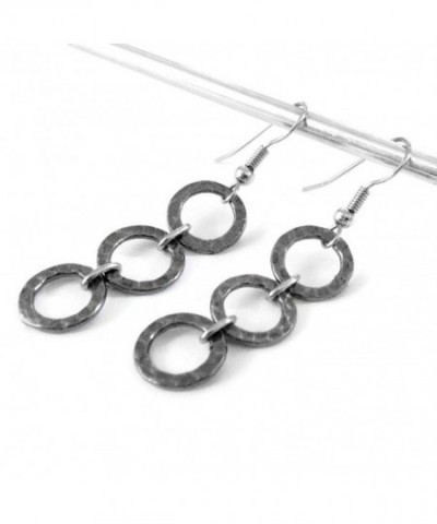 Hammered Stainless Circle Dangle Earrings