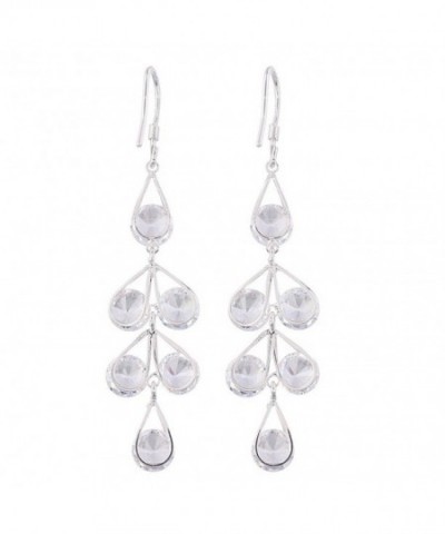 Silver Zirconia Leaves Earrings silver plated brass