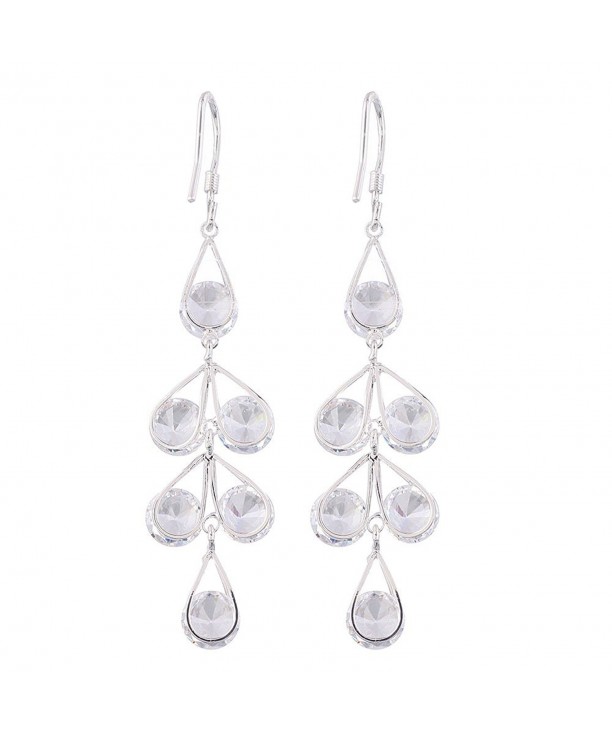 Silver Zirconia Leaves Earrings silver plated brass