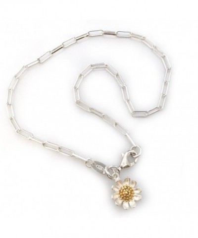 Sterling Silver Anklet Long Chain Flower Anklet