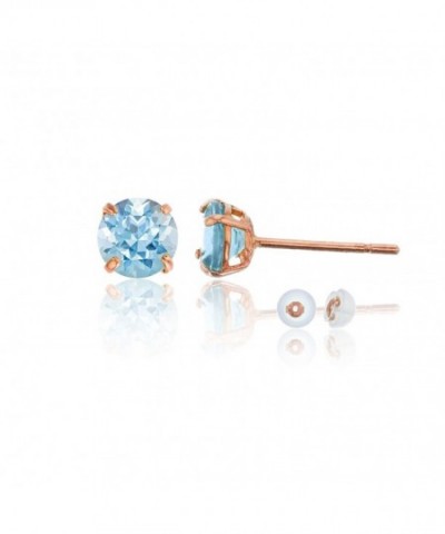 Rose 6 00mm Round Aquamarine Earring