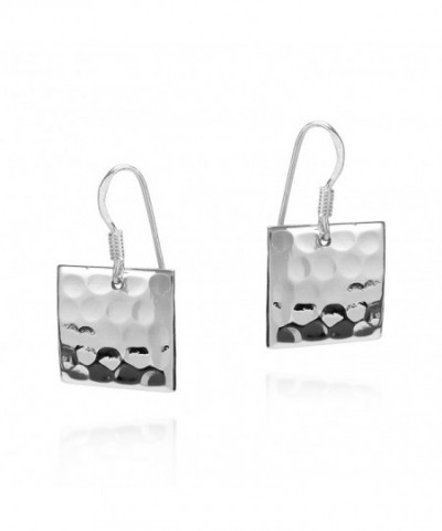 Hammered Texture Square Sterling Earrings