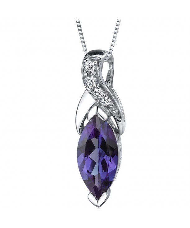 Simulated Alexandrite Pendant Neklace Sterling