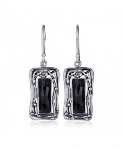 Rectangle Sterling Faceted Gemstone Earrings