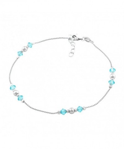 Sterling Silver Extension Crystals Anklet