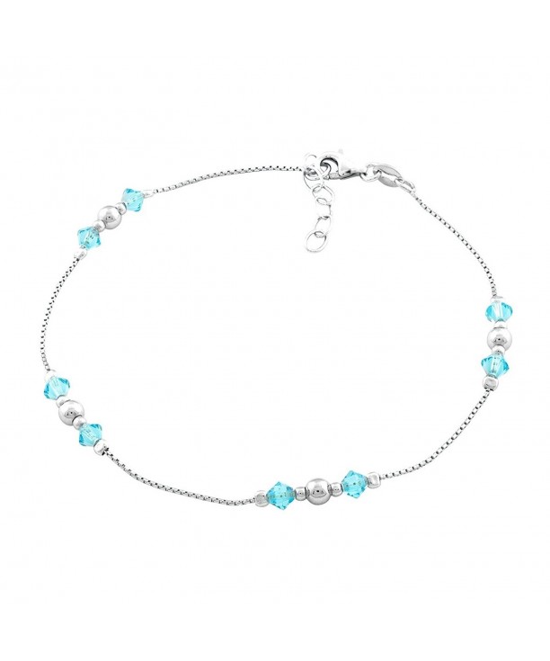 Sterling Silver Extension Crystals Anklet