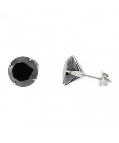 White Round Black Zirconia Earrings