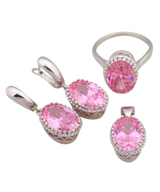 Sterling Pendants Earrings Morganite S278