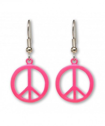 Neon Hippie Peace Dangle Earrings