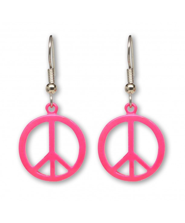 Neon Hippie Peace Dangle Earrings