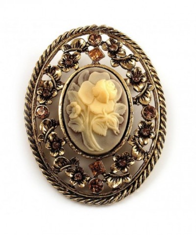 Vintage Floral Crystal Brooch Antique