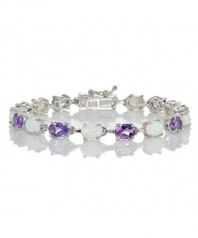 Sterlilng Amethyst Created Oval Cut Bracelet