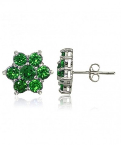 Sterling Silver Created Emerald Earrings