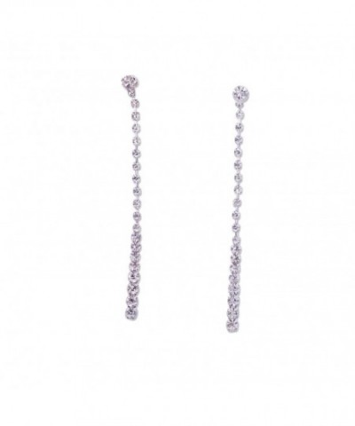 Silver Crystal Long Dangle Earrings