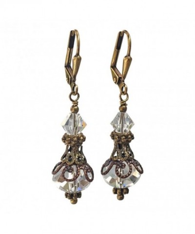 Bronze tone Vintage Inspired Crystal Earrings
