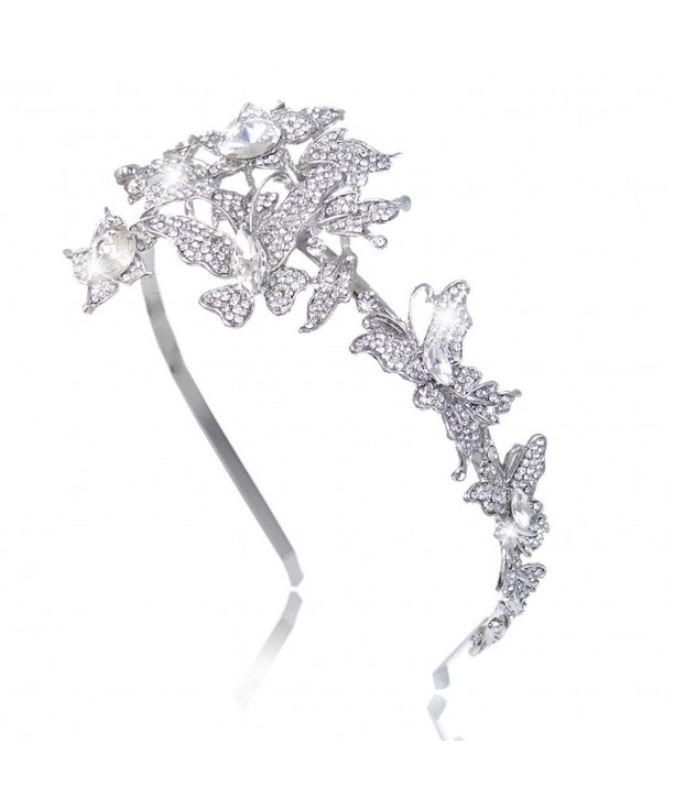 EVER FAITH Butterfly Headband Silver Tone