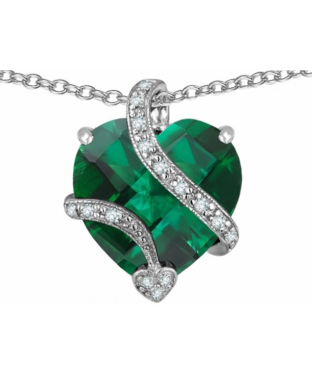 Star Simulated Emerald Necklace Sterling