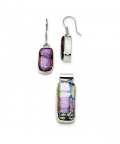 Sterling Muliticolor Dichroic Earrings Pendant