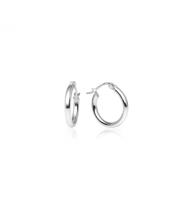 Sterling Polished Round Tube Click Top Earrings