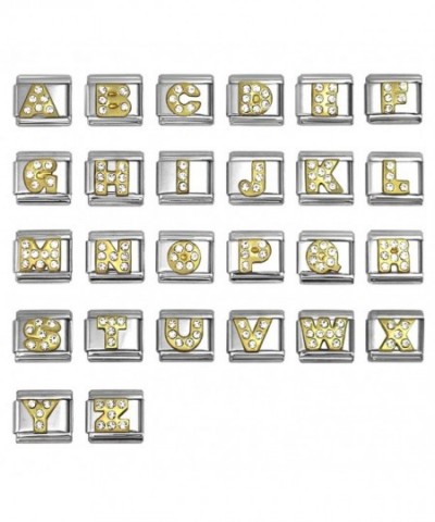Rhinestone Alphabet Italian Stainless Bracelet
