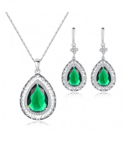 Kemstone Emerald Zirconia Earrings Necklace