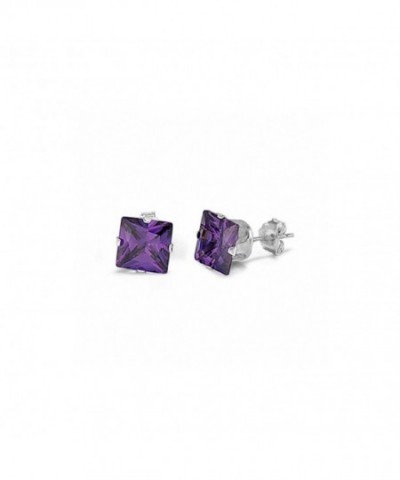 Solitaire Princess Simulated Amethyst Sterling