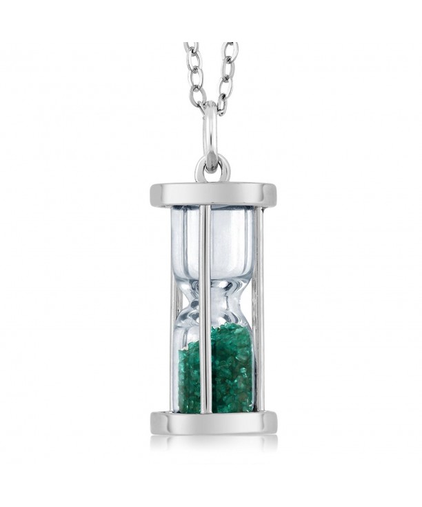 Sterling Silver Hourglass Pendant Emerald