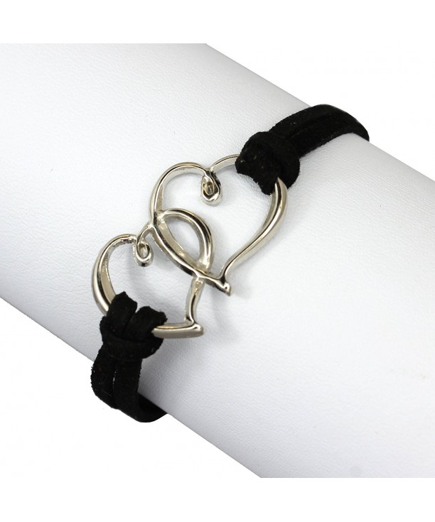 Leather Linked Hearts Bracelet Jewelry