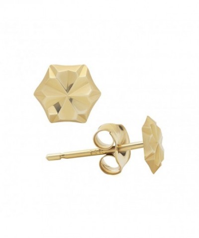 Six Sided Hexagon Diamond Cut Earrings Millimeters