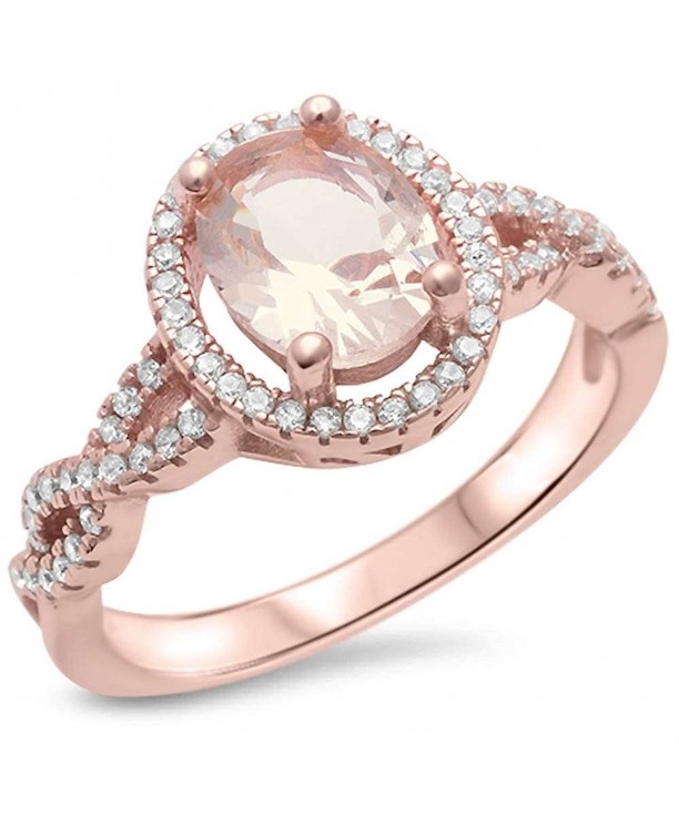 Sterling Silver Plated Morganite Zirconia