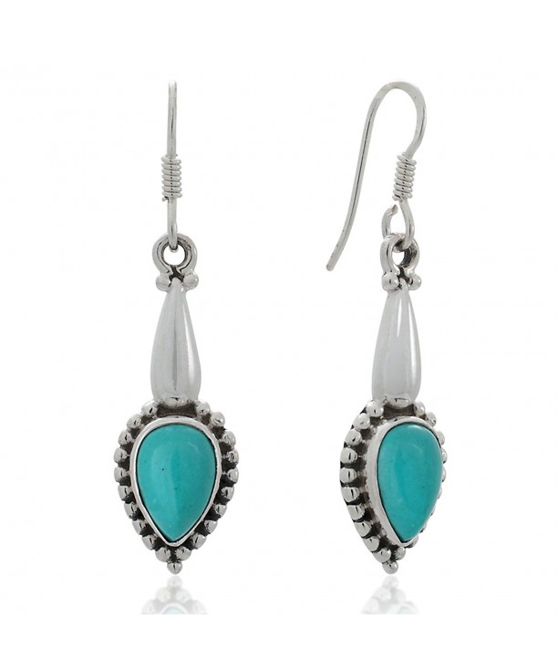 Sterling Turquoise Gemstones Teardrop Earrings