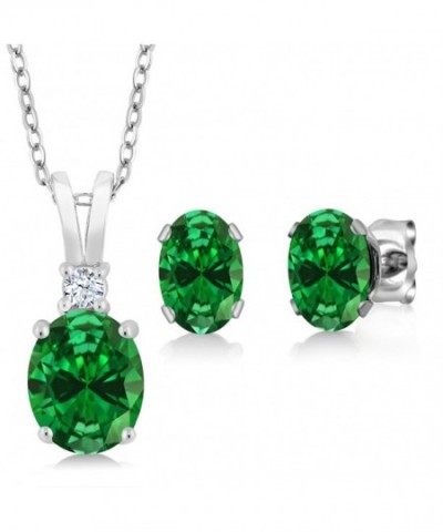 Simulated Emerald Sterling Pendant Earrings