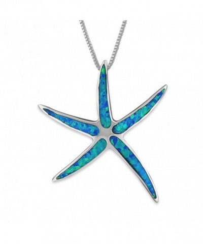 Sterling Silver Synthetic Starfish Necklace