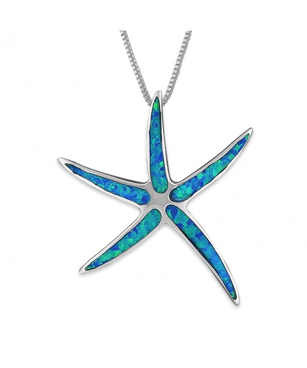 Sterling Silver Synthetic Starfish Necklace