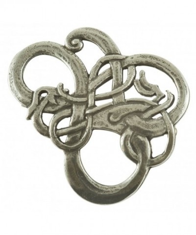 Entwined Viking Pewter Dragon Brooch
