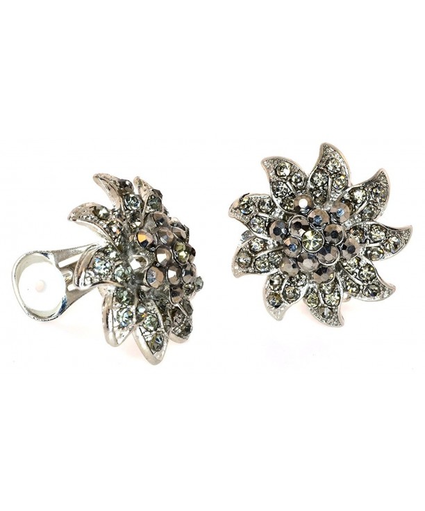 Simulated Rhinestone Cluster Flower Earrings