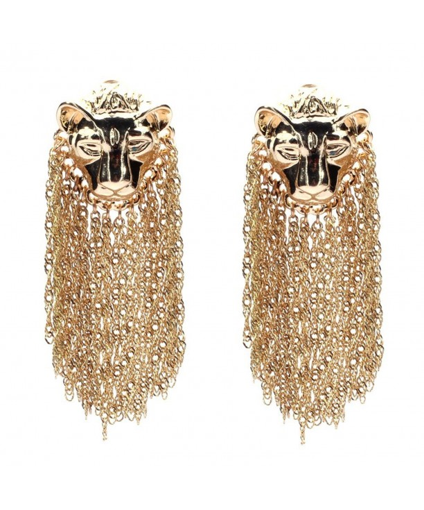 YAMULA Golden Leopard Tassel Earrings
