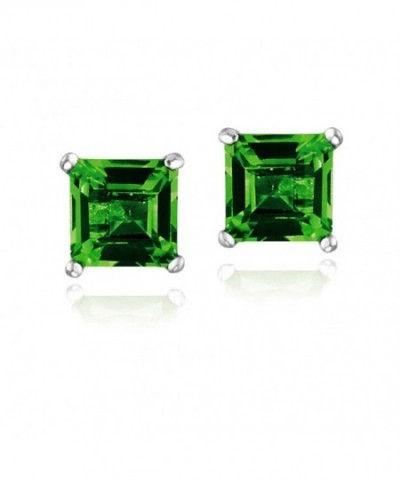 Sterling Silver Created Emerald Earrings