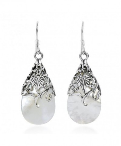 Floral Ornate Teardrop Sterling Earrings