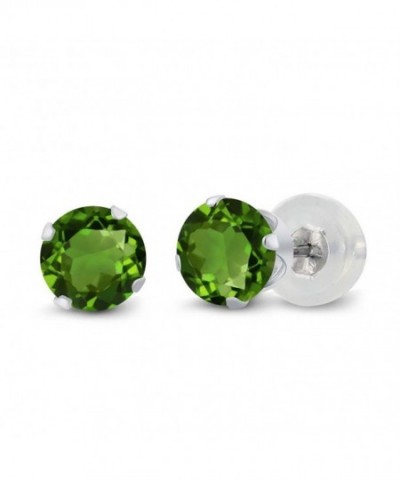 Round Chrome Diopside 4 prong Earrings