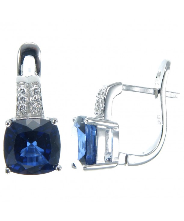 Sterling Silver Created Sapphire Earrings