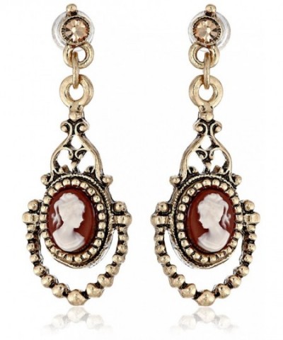 1928 Jewelry Brass Cameo Earrings