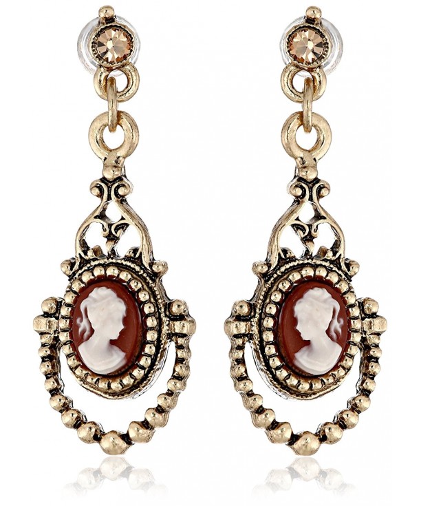 1928 Jewelry Brass Cameo Earrings